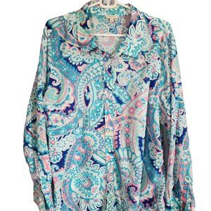 EUC Tablots Blouse in Pinks and Aqua's